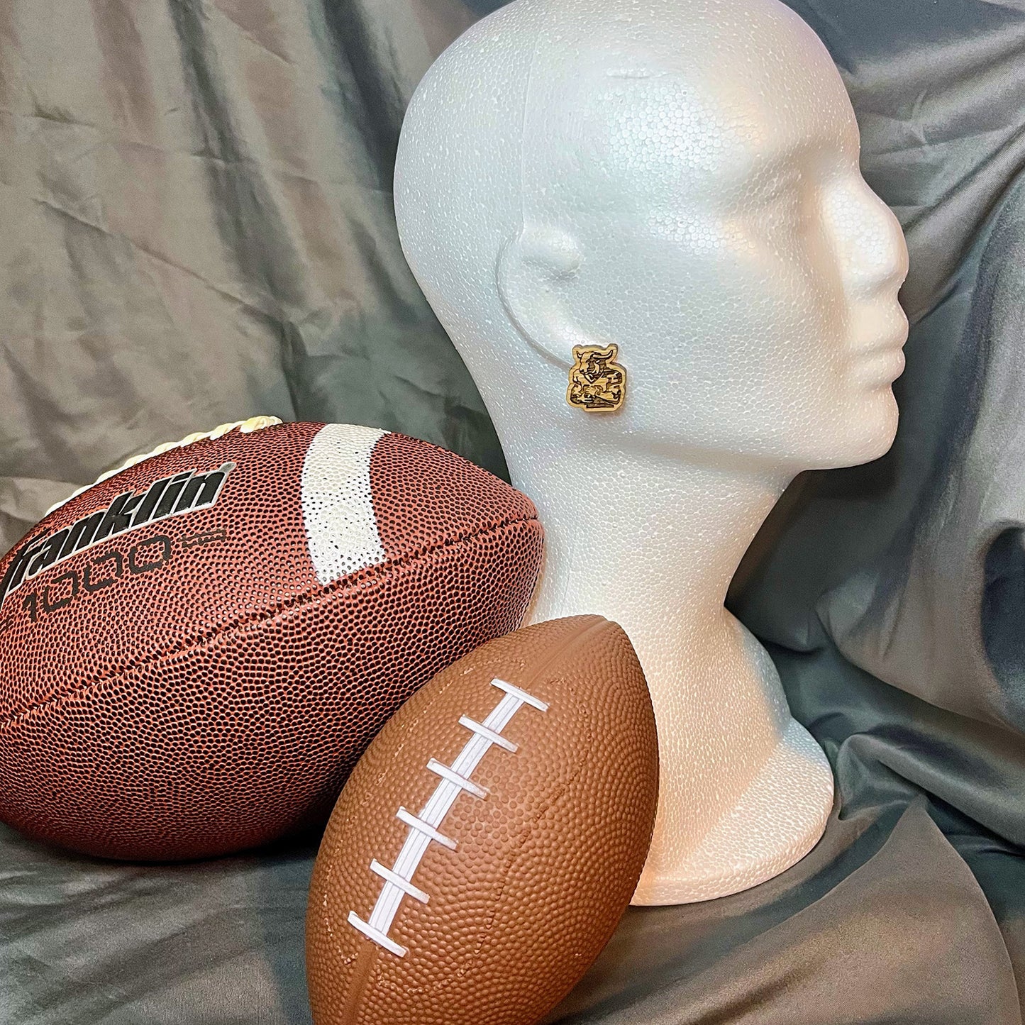 Football Bull Mascot Stud Earrings - Glowforge