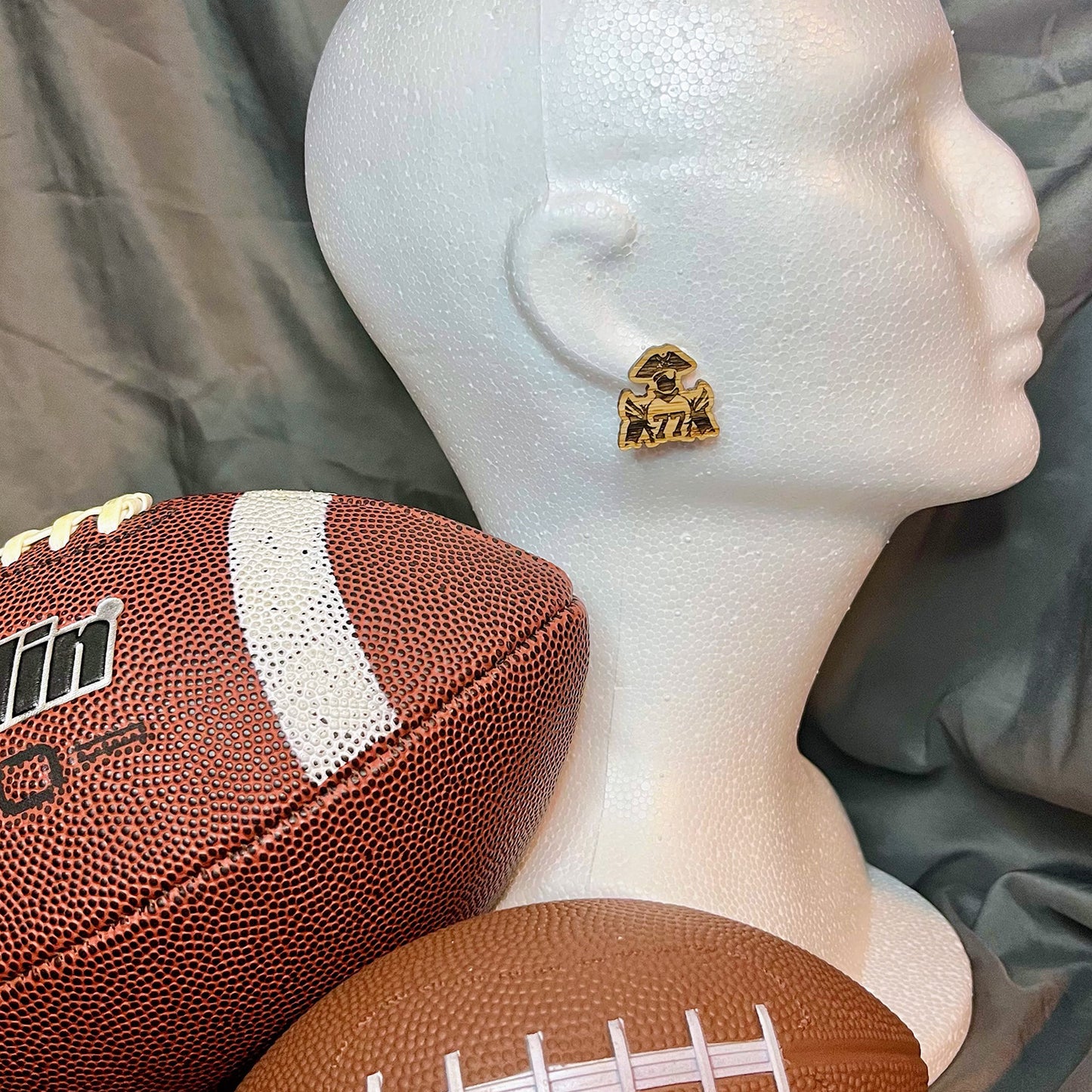 Football Pirate Mascot Stud Earrings - Glowforge