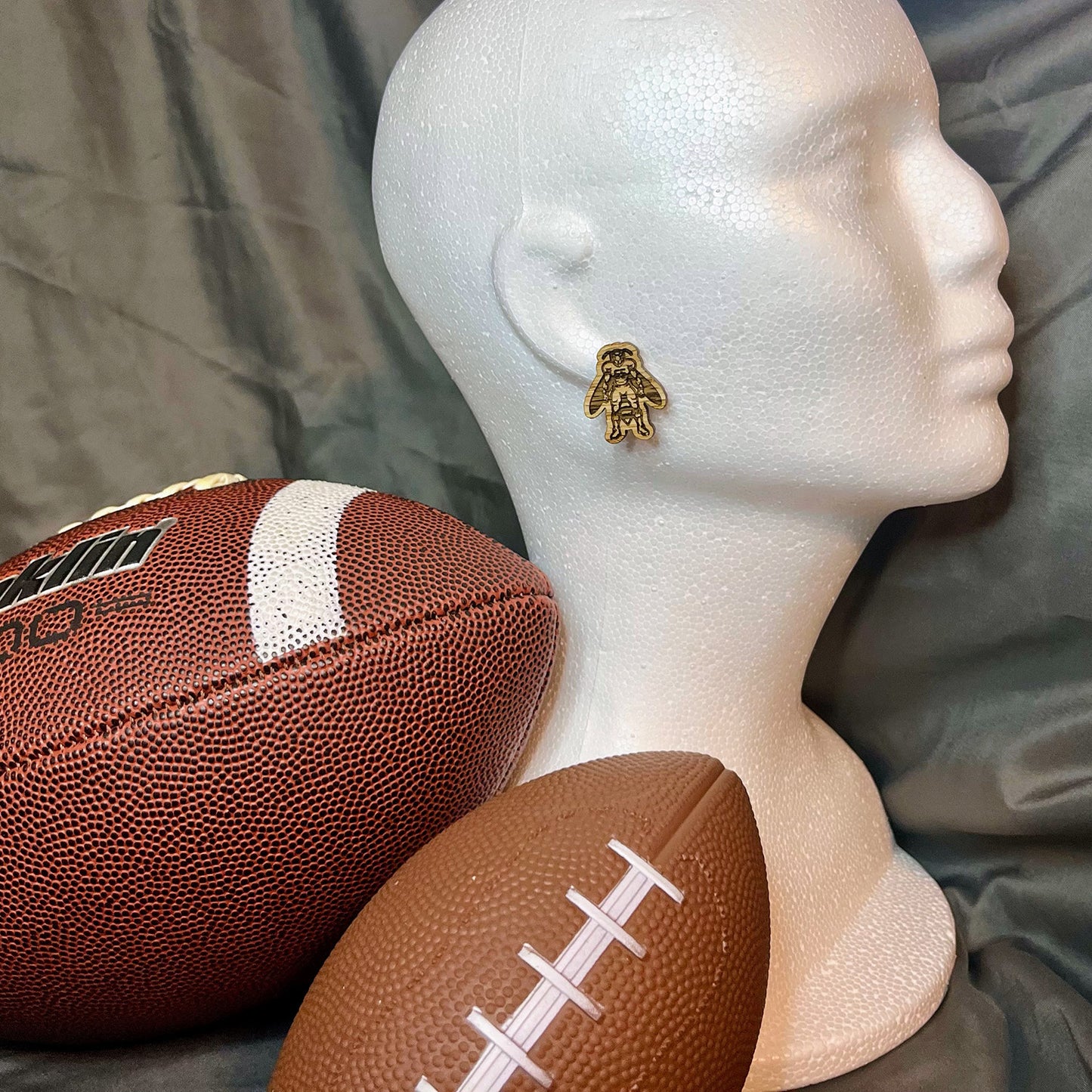 Football Yellow Jacket / Wasp Mascot Stud Earrings - Glowforge