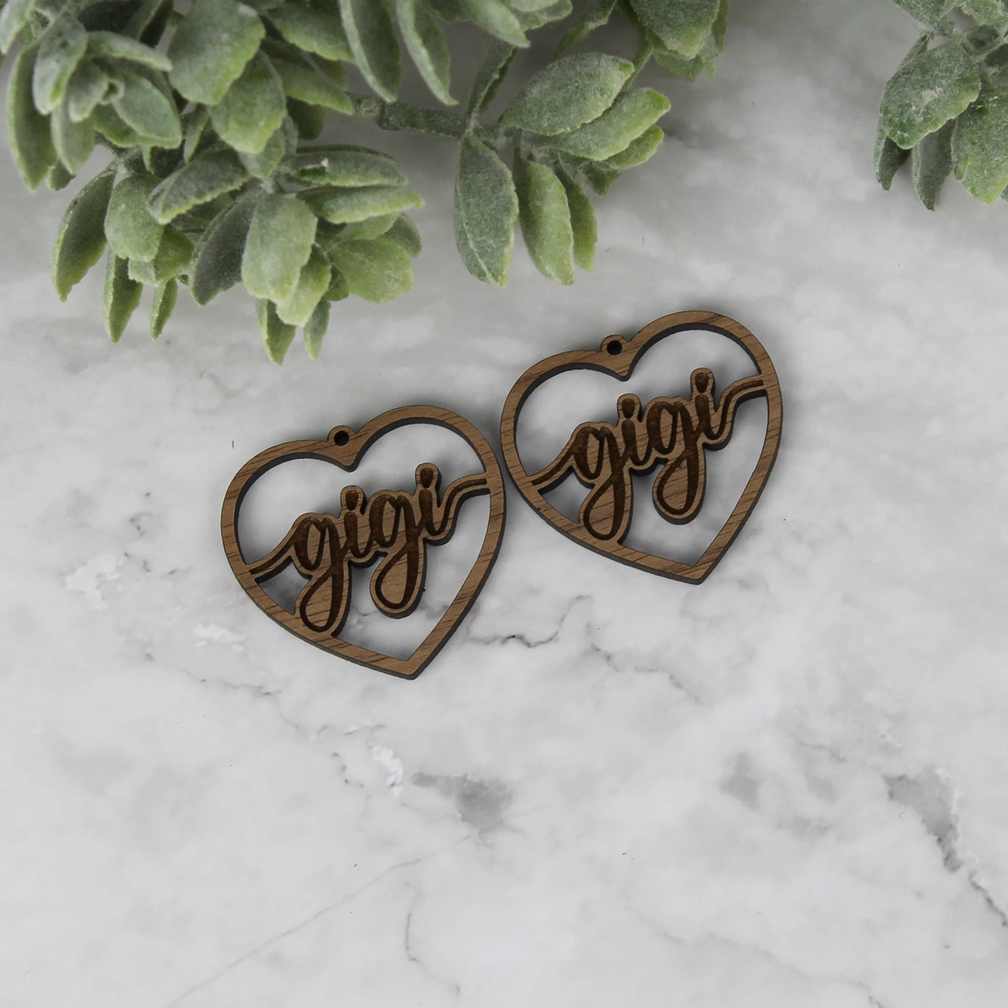 Gigi Heart Earrings - Mother's Day Earrings - Glowforge