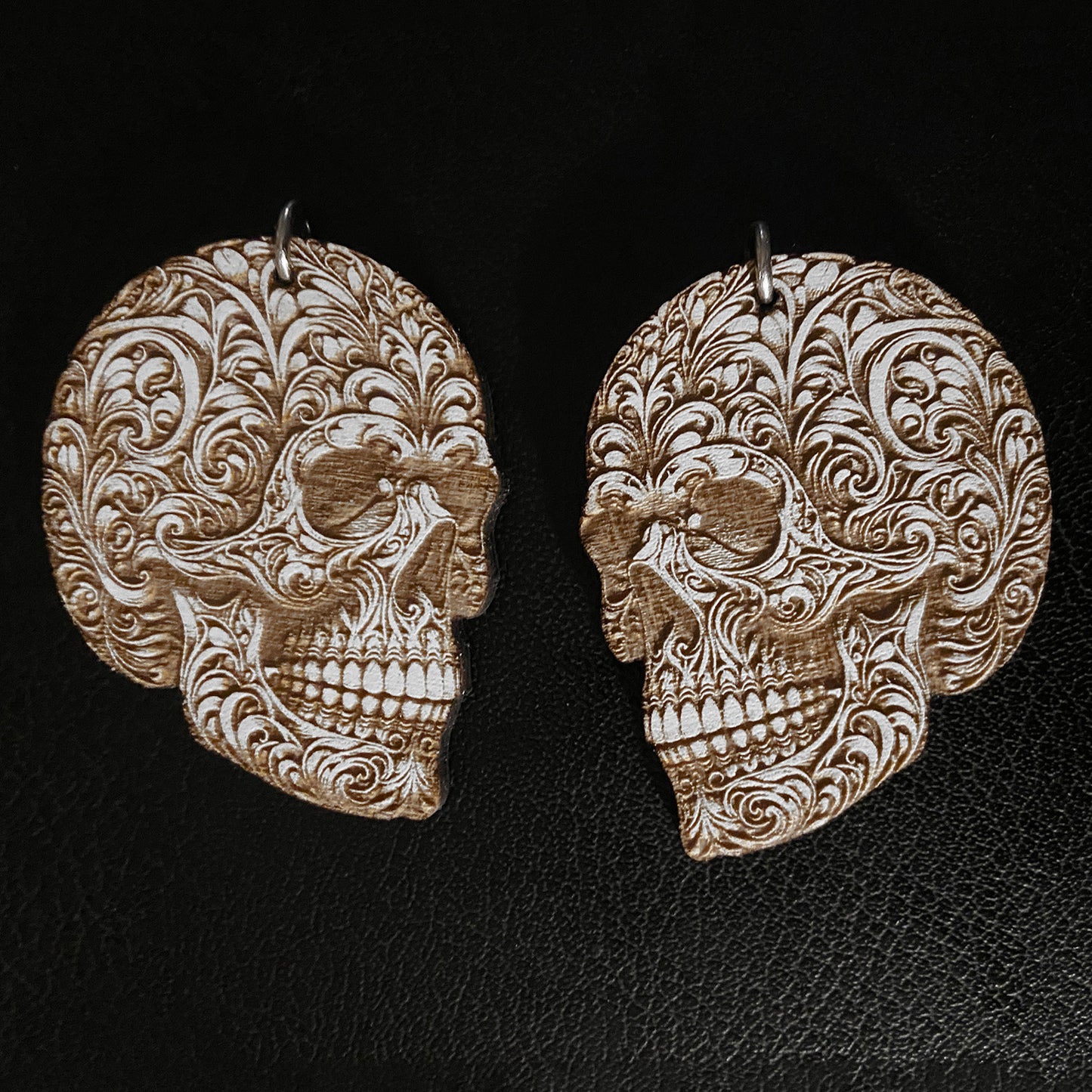Gothic Skull Engraved Earrings - Glowforge