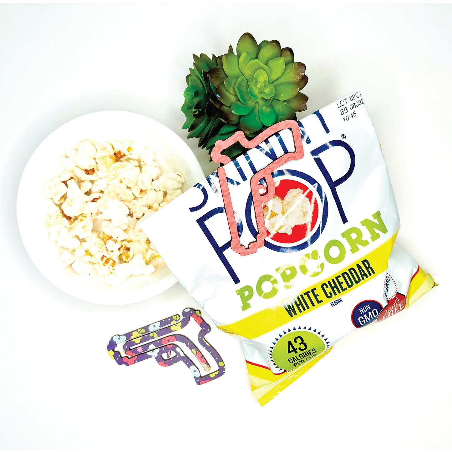 Gun Shaped Bookmark with Card Backer - Paperclip - Snack Bag Closure