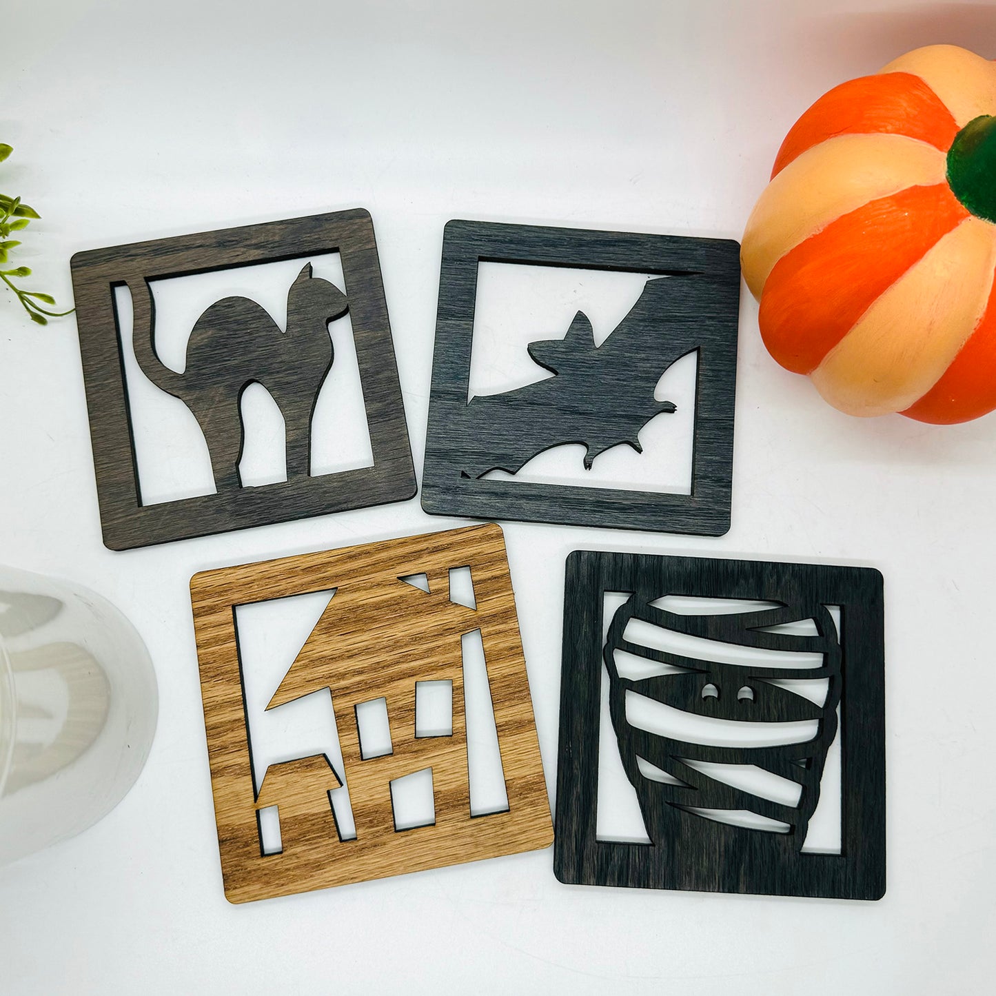 Haunted Haunts: Halloween Coaster Collection (Set of 4) - Glowforge
