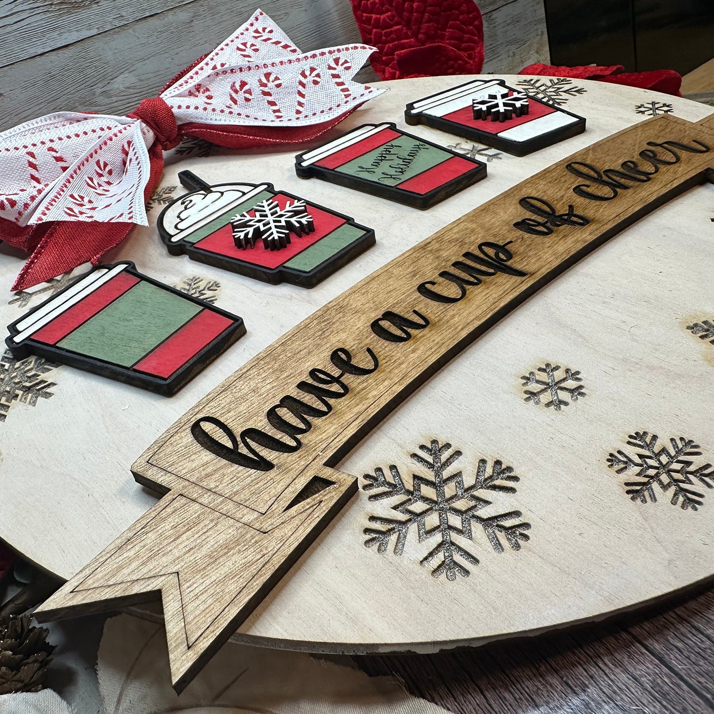 Have a Cup of Cheer Coffee Sign Christmas Door Sign - Glowforge