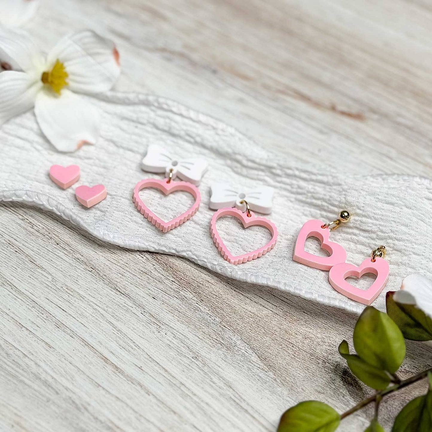 Heart Dangle and Stud Earrings