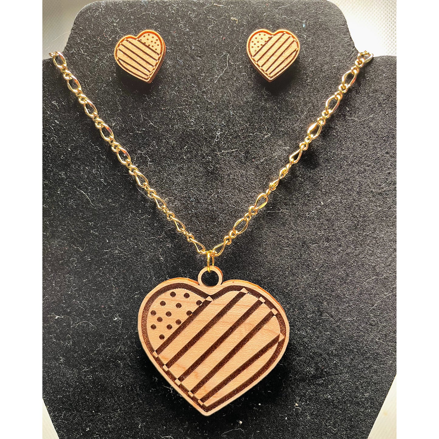 Heart Shaped American Flag Jewelry Set