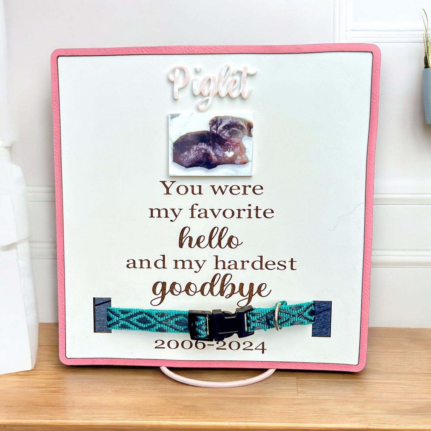Heartfelt Pet Memorial Keepsake Plaque (with Slot for Pet's Collar) - Glowforge