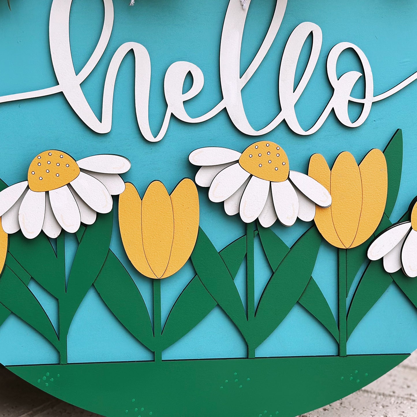 Hello Daisy and Tulip Door Hanger - Glowforge