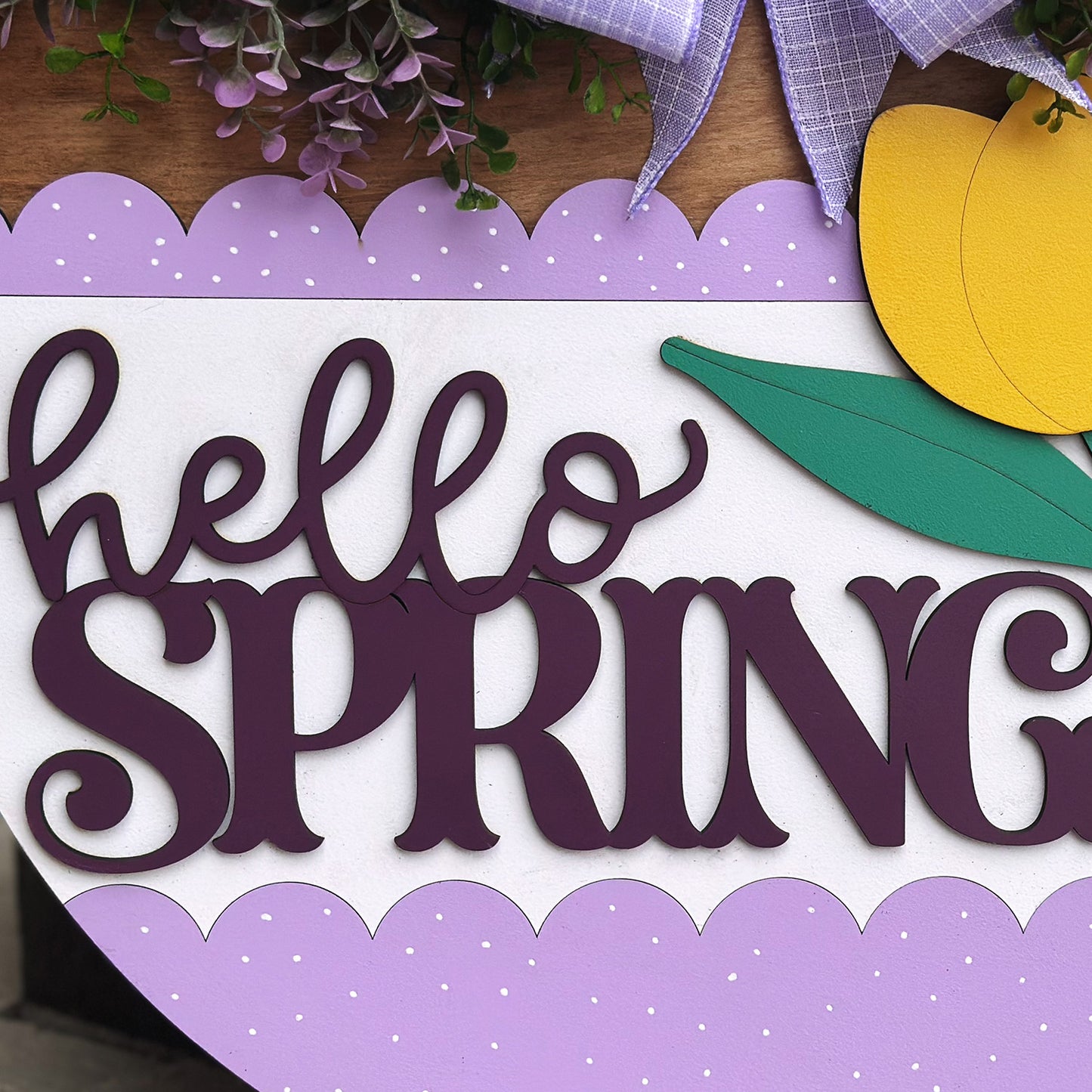 Hello Spring Tulip Layered Door Hanger - Glowforge