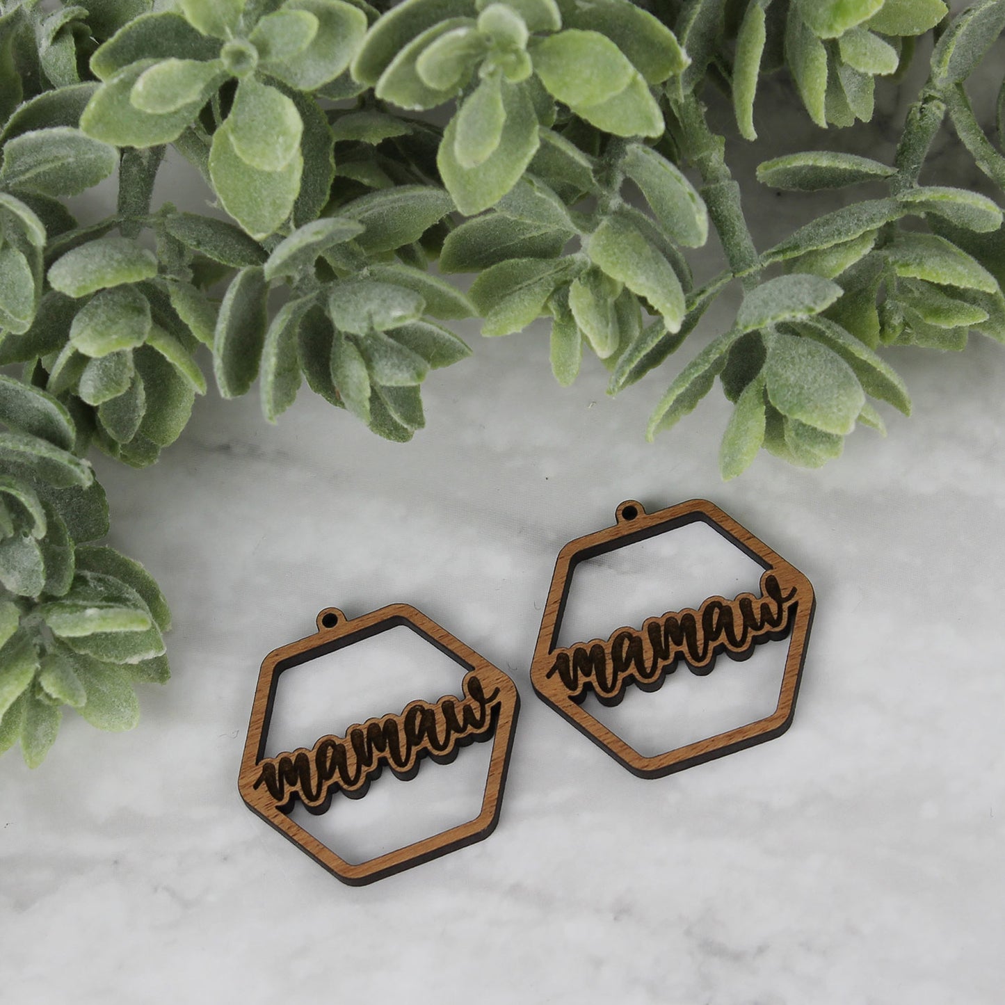 Hexagon Mamaw Earrings - Mother's Day Earrings - Glowforge