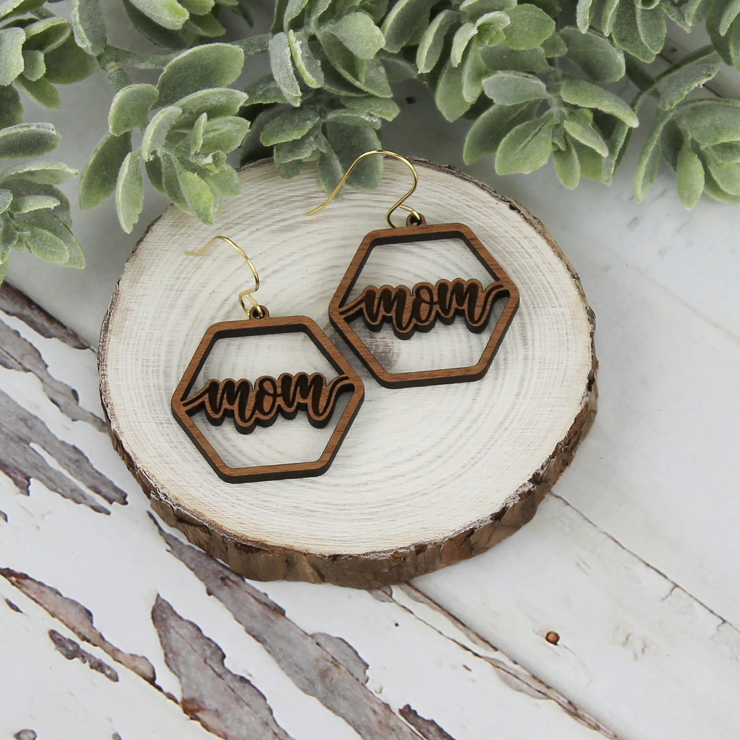Hexagon Mom Earrings - Mother's Day Earrings (Set of 2)