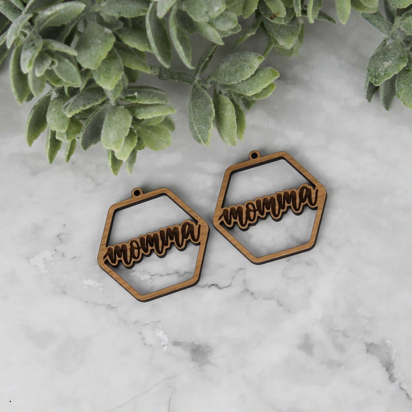Hexagon Momma Earrings - Mother's Day Earrings - Glowforge