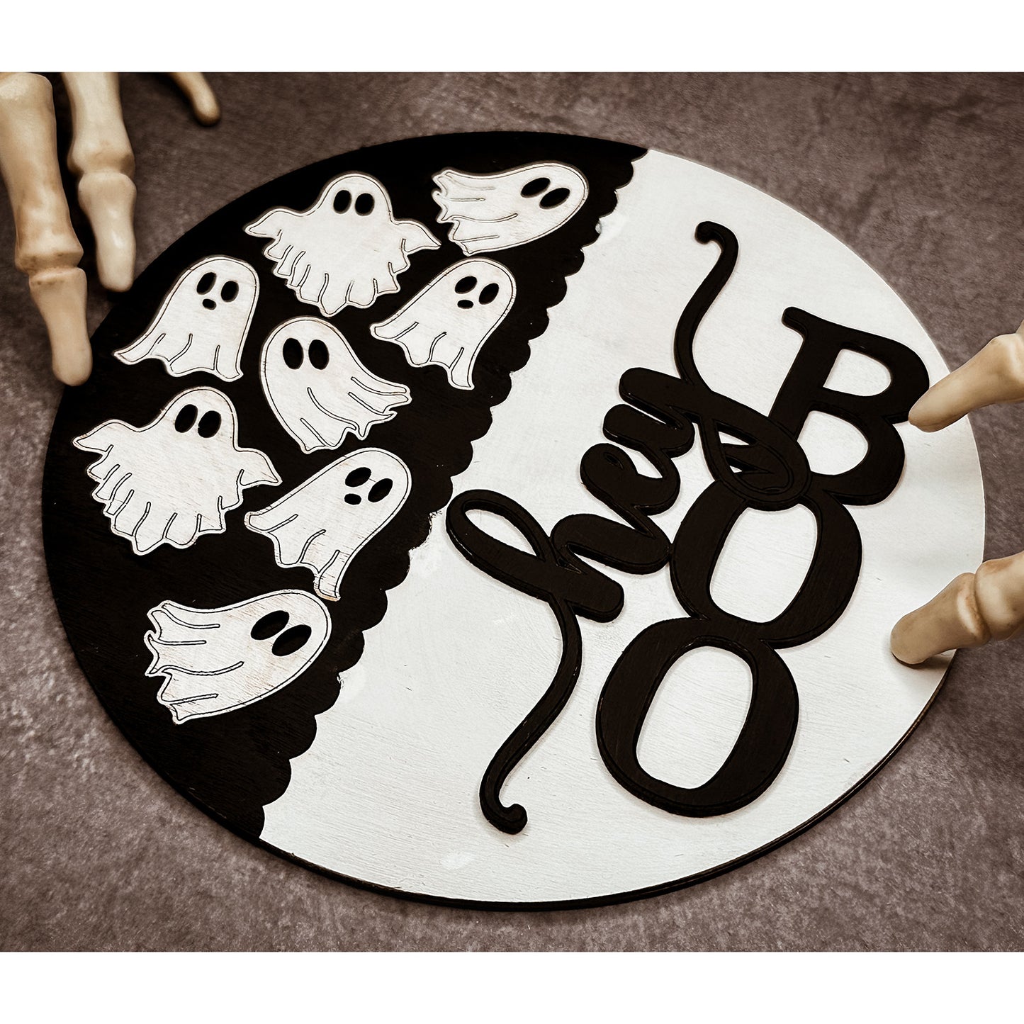 Hey Boo Door Hanger - Ghosts Welcome Sign - Glowforge