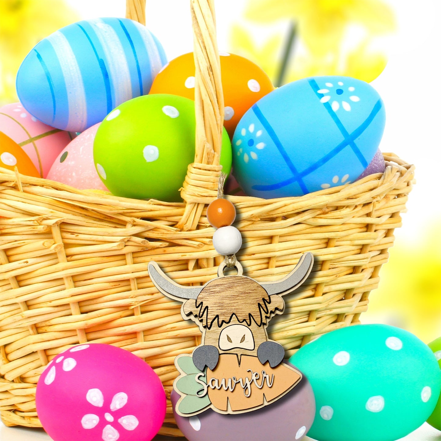 Highland Cow Easter Tag with Carrot - Glowforge
