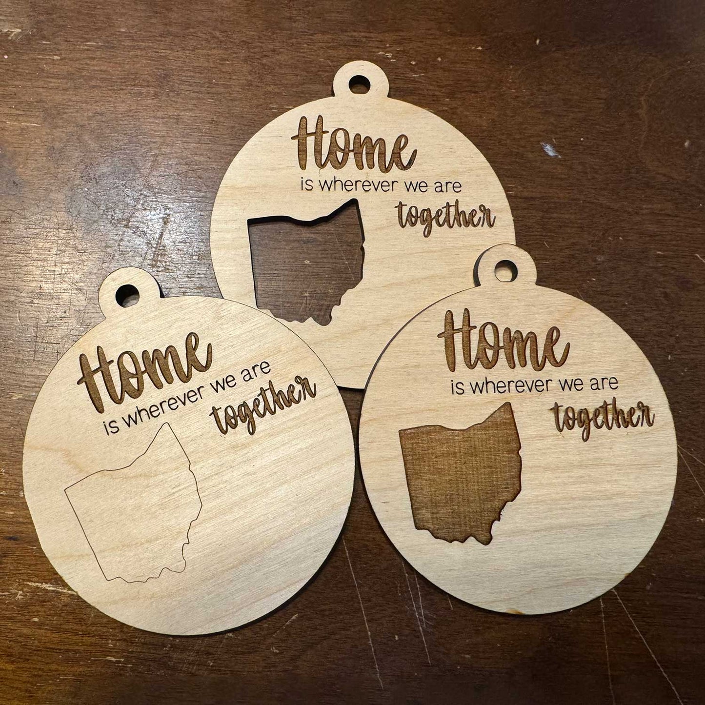 Home Together Ornament - Ohio (Set of 3) - Glowforge