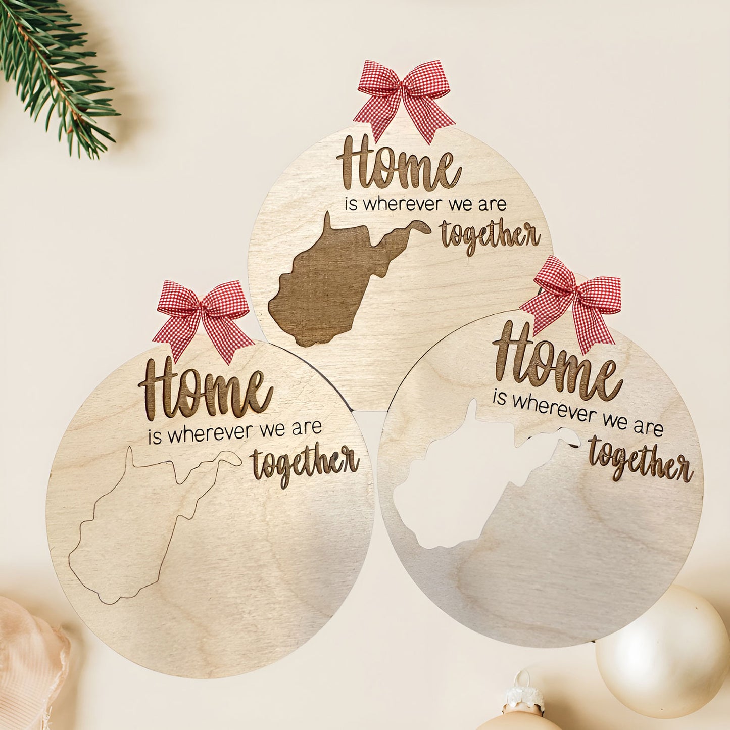 Home Together Ornament - West Virginia (Set of 3) - Glowforge