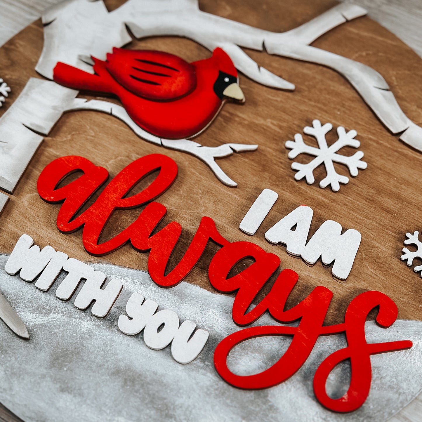 I Am Always With You Cardinal on Branch Memorial Door Hanger or Wall Art - Glowforge
