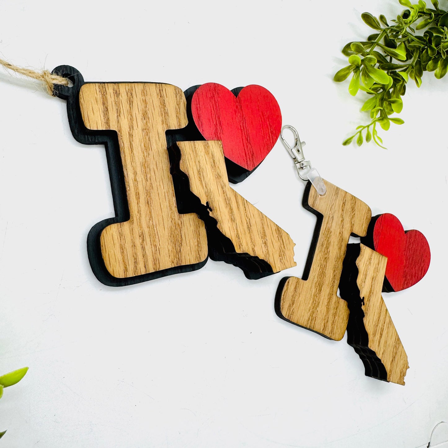 I Love California Keychain Bag Tag Car Charm 3 & 4 Layer Versions (Set of 2) - Glowforge