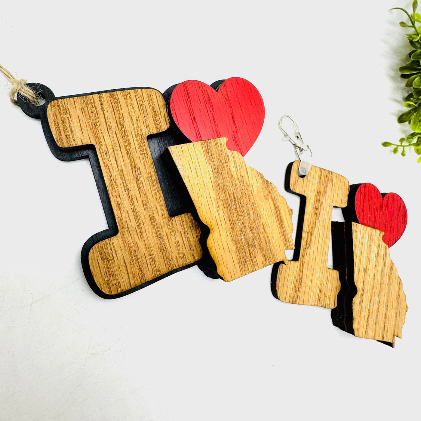 I Love Georgia Keychain Bag Tag Car Charm 3 & 4 Layer Versions (Set of 2) - Glowforge