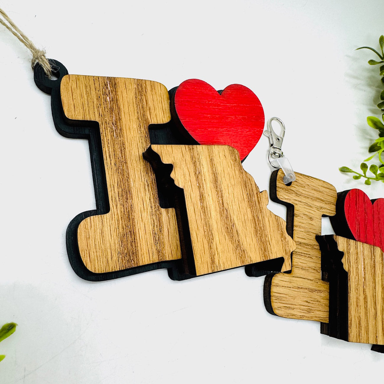 I Love Missouri Keychain Bag Tag Car Charm 3 & 4 Layer Versions (Set of 2) - Glowforge