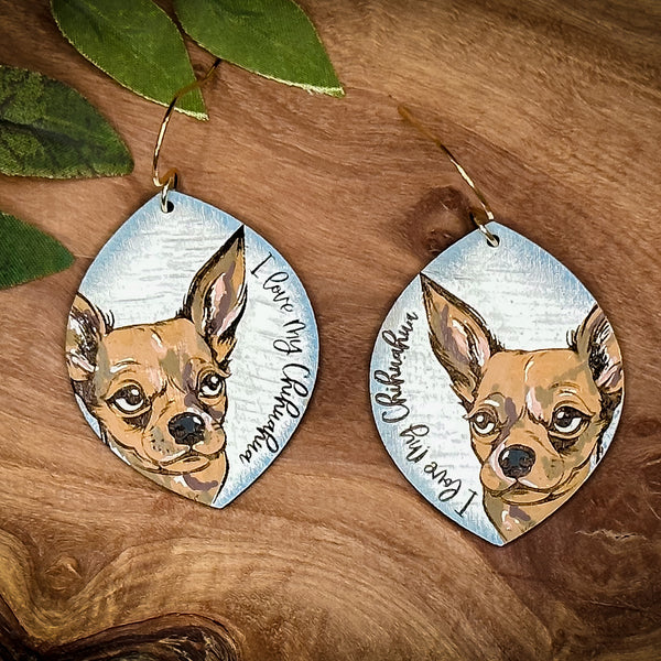 I Love My Chihuahua Dangle Earrings – Glowforge Shop
