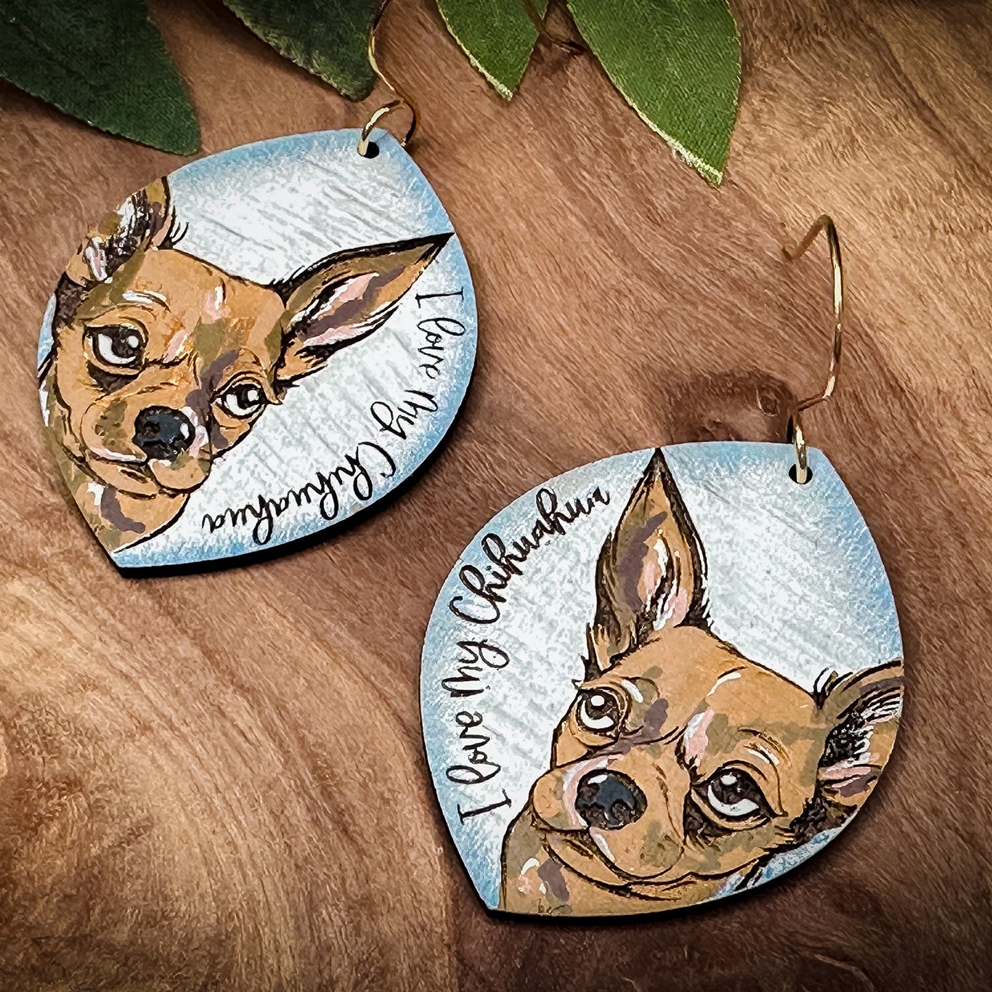 I Love My Chihuahua Dangle Earrings - Glowforge