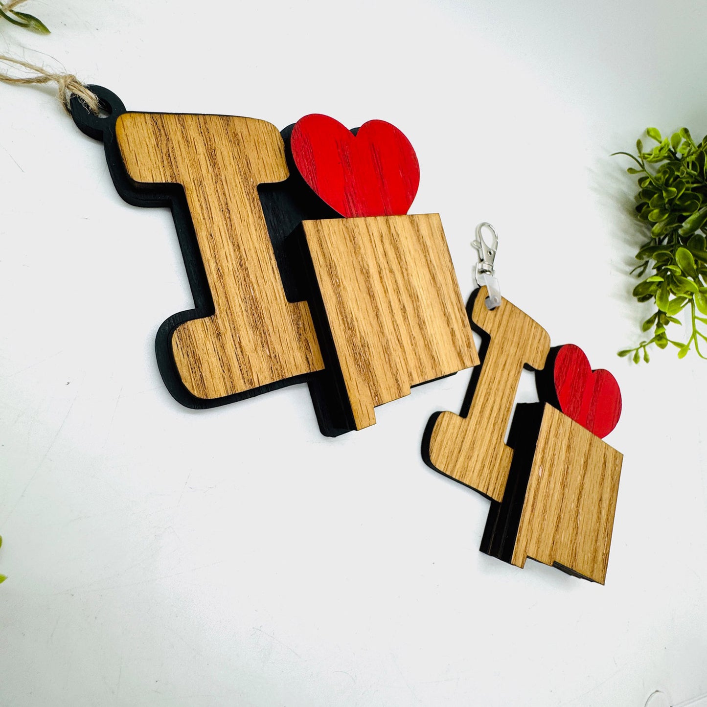 I Love New Mexico Keychain Bag Tag Car Charm 3 & 4 Layer Versions (Set of 2) - Glowforge