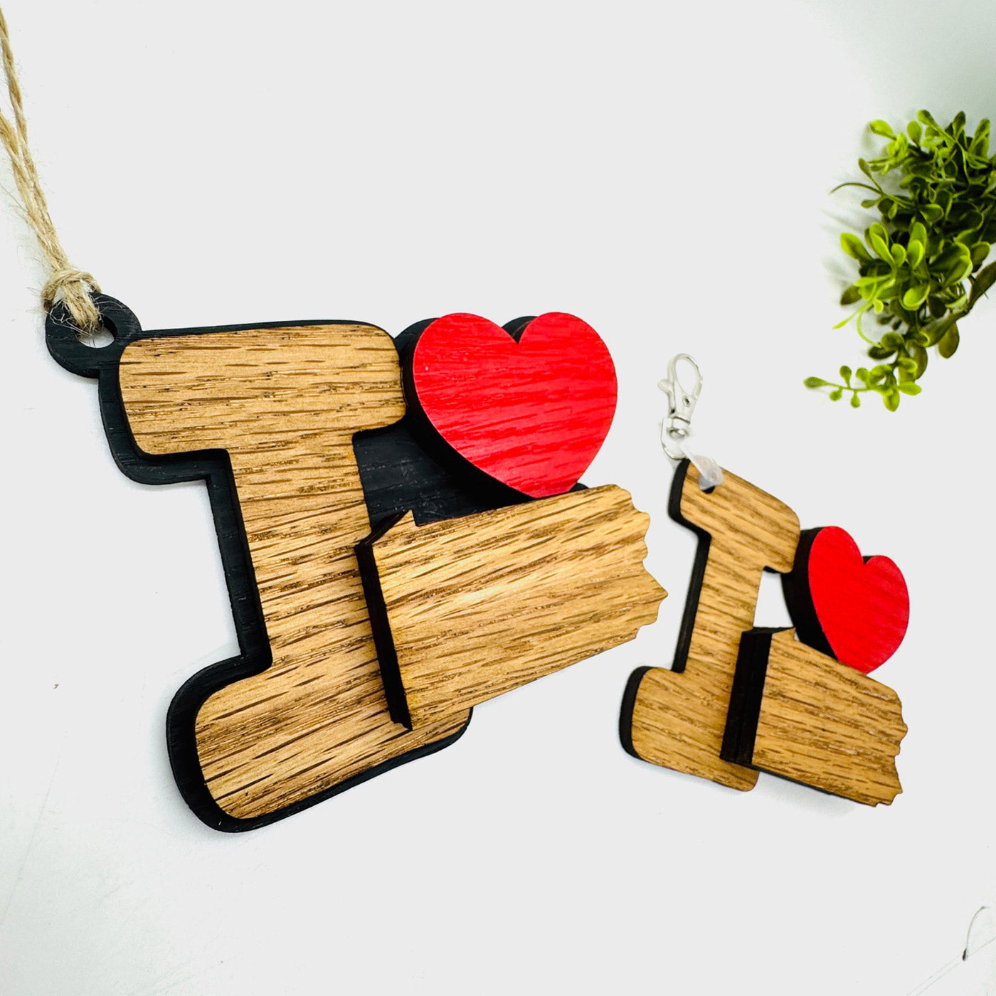 I Love Pennsylvania Keychain Bag Tag Car Charm 3 & 4 Layer Versions (Set of 2) - Glowforge