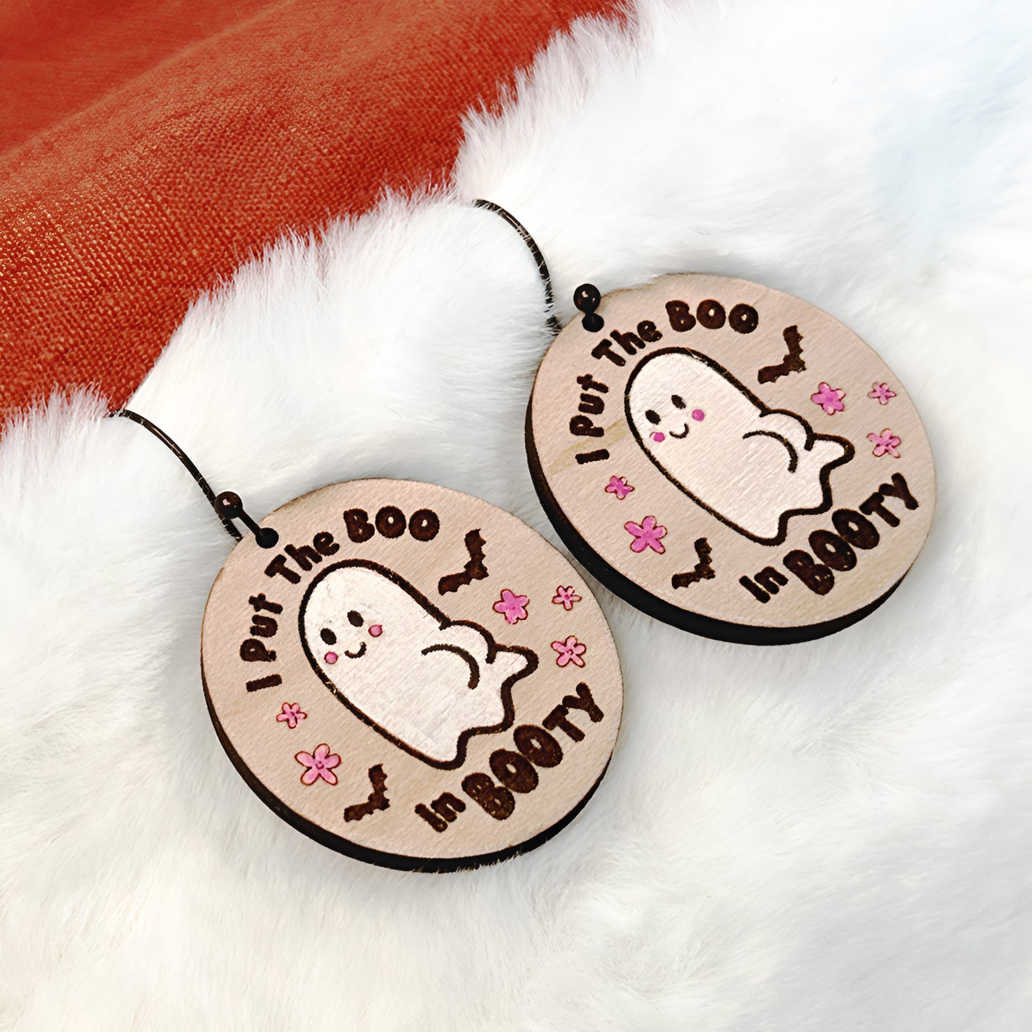 I Put the Boo in Booty Halloween Ghost Earring - Glowforge