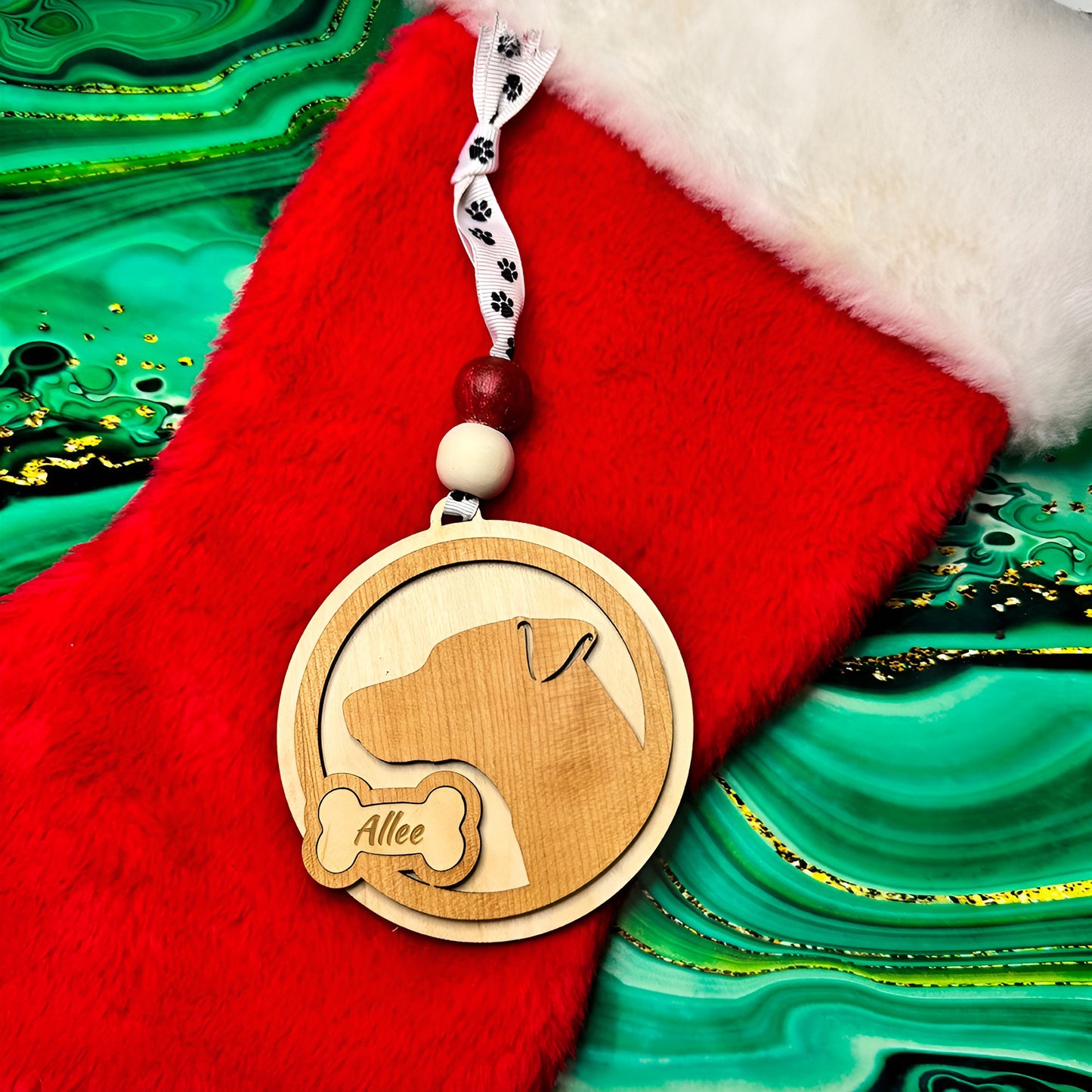 Jack Russell Terrier Silhouette Christmas Ornament (Set of 3) with Personalization - Glowforge