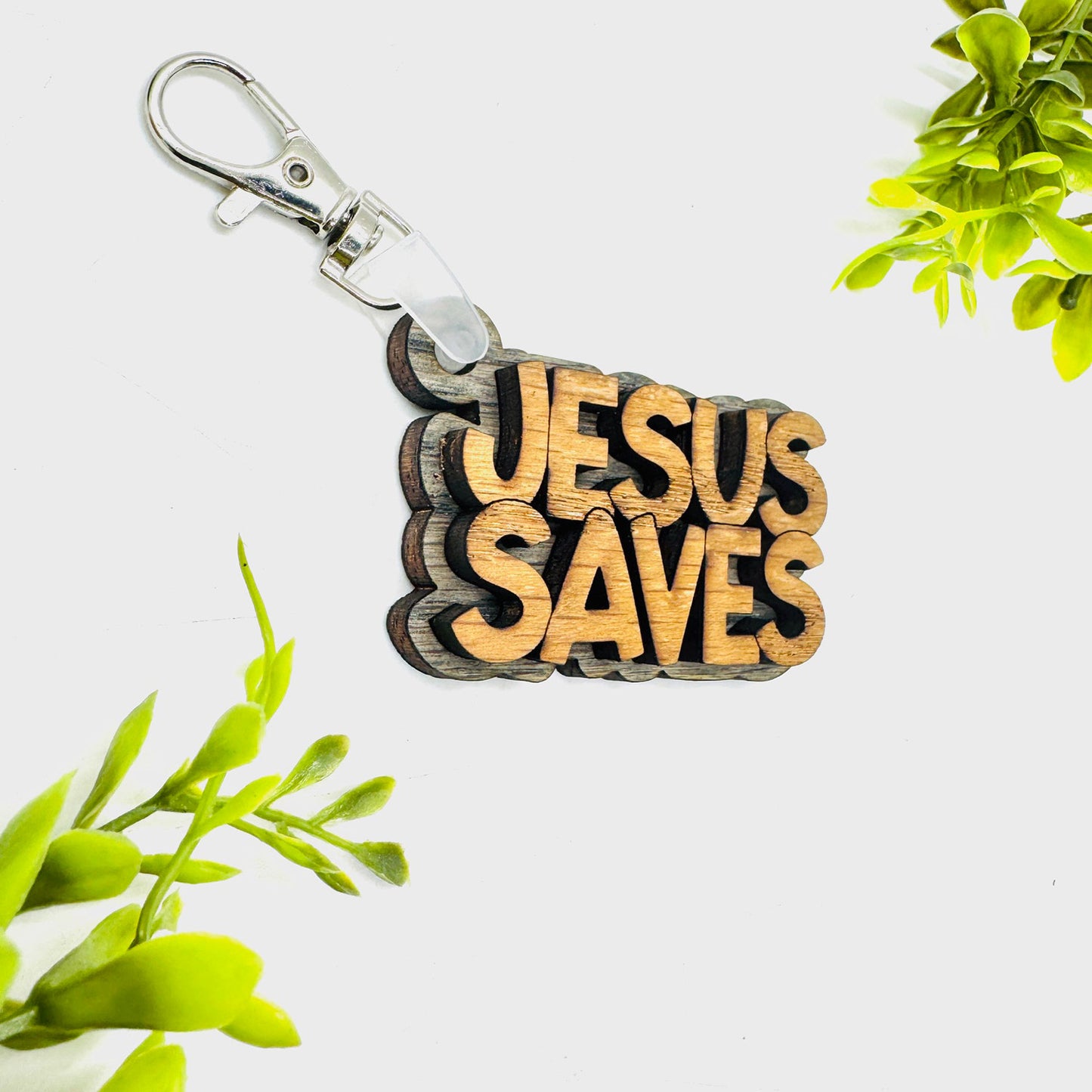 Jesus Saves 2-Layered Keychain Car Charm Ornament Bag Tag