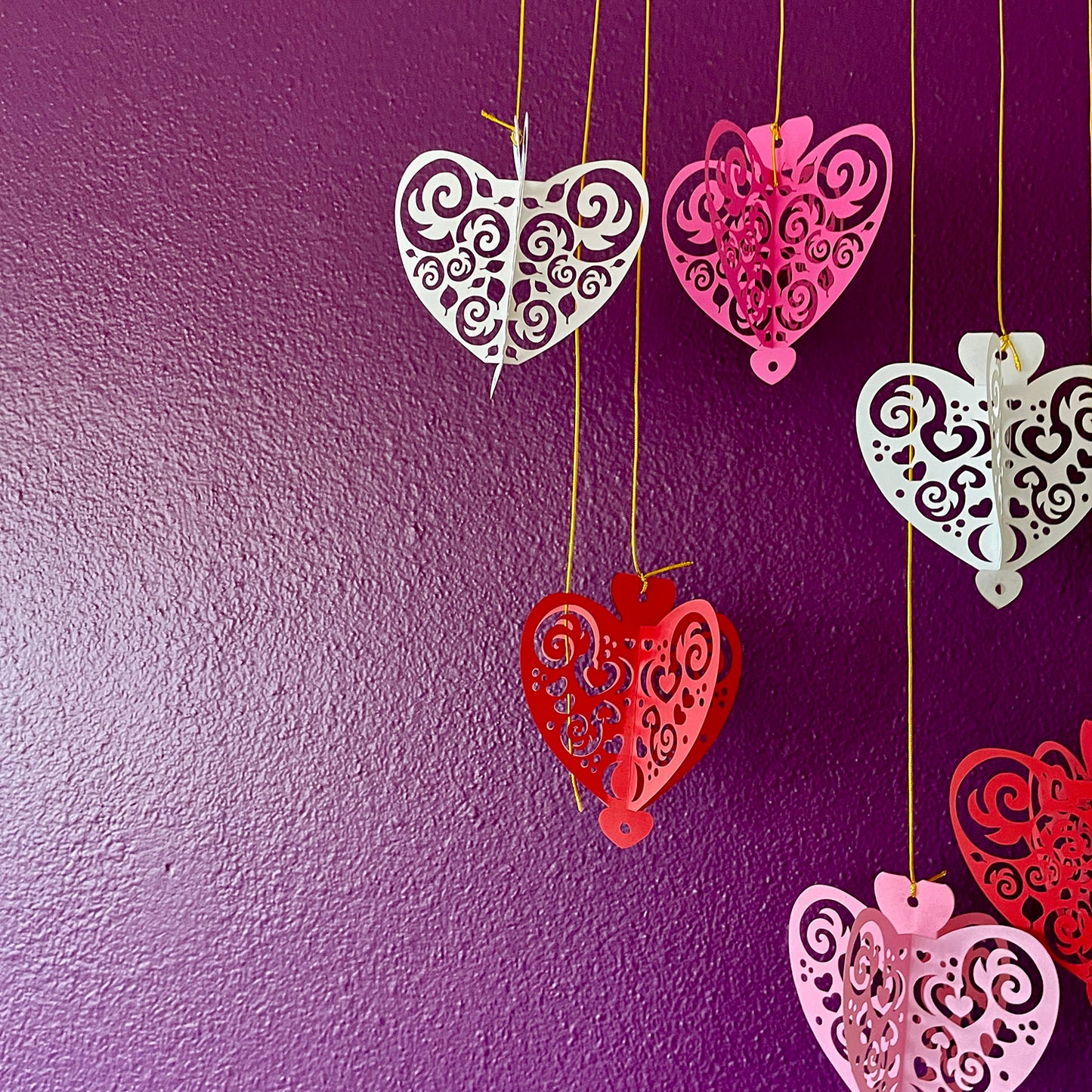 Lacy Paper Hearts Valentine Hanging Decor (Set of 3)