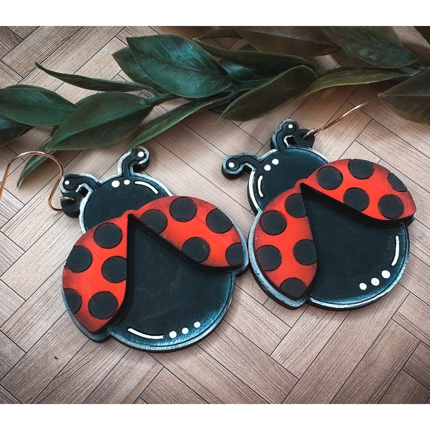 Ladybug Layered Dangle Earrings - Glowforge