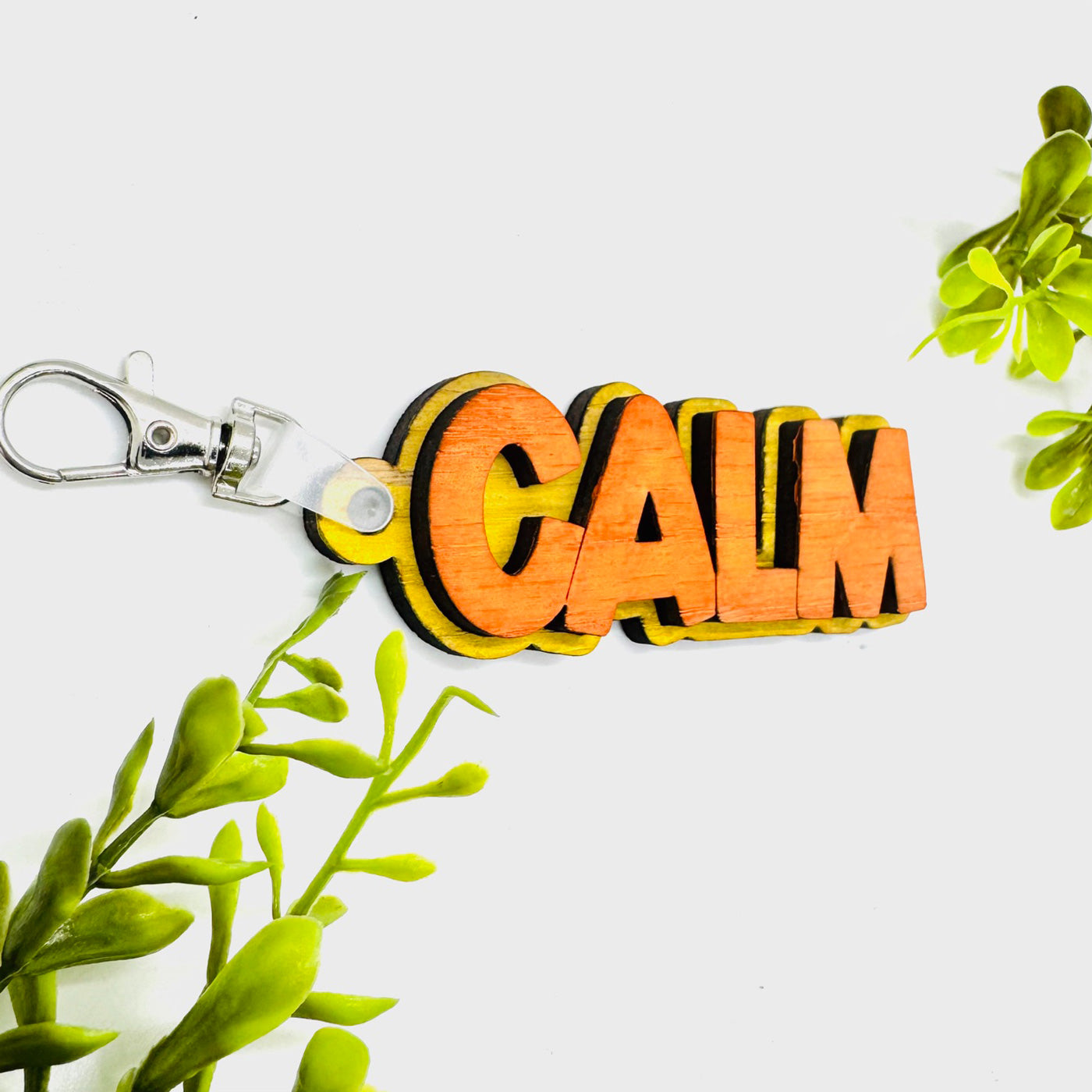 Layered CALM Word Keychain - Glowforge