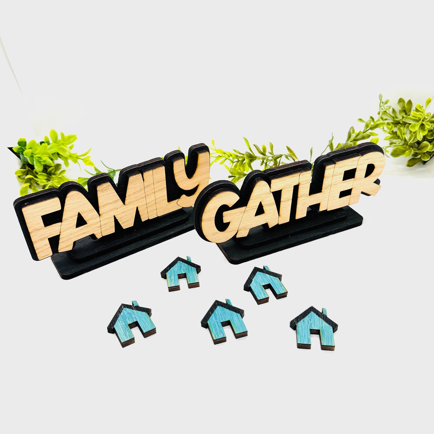 Layered Family + Gather Table Signs (Set of 2) - Glowforge