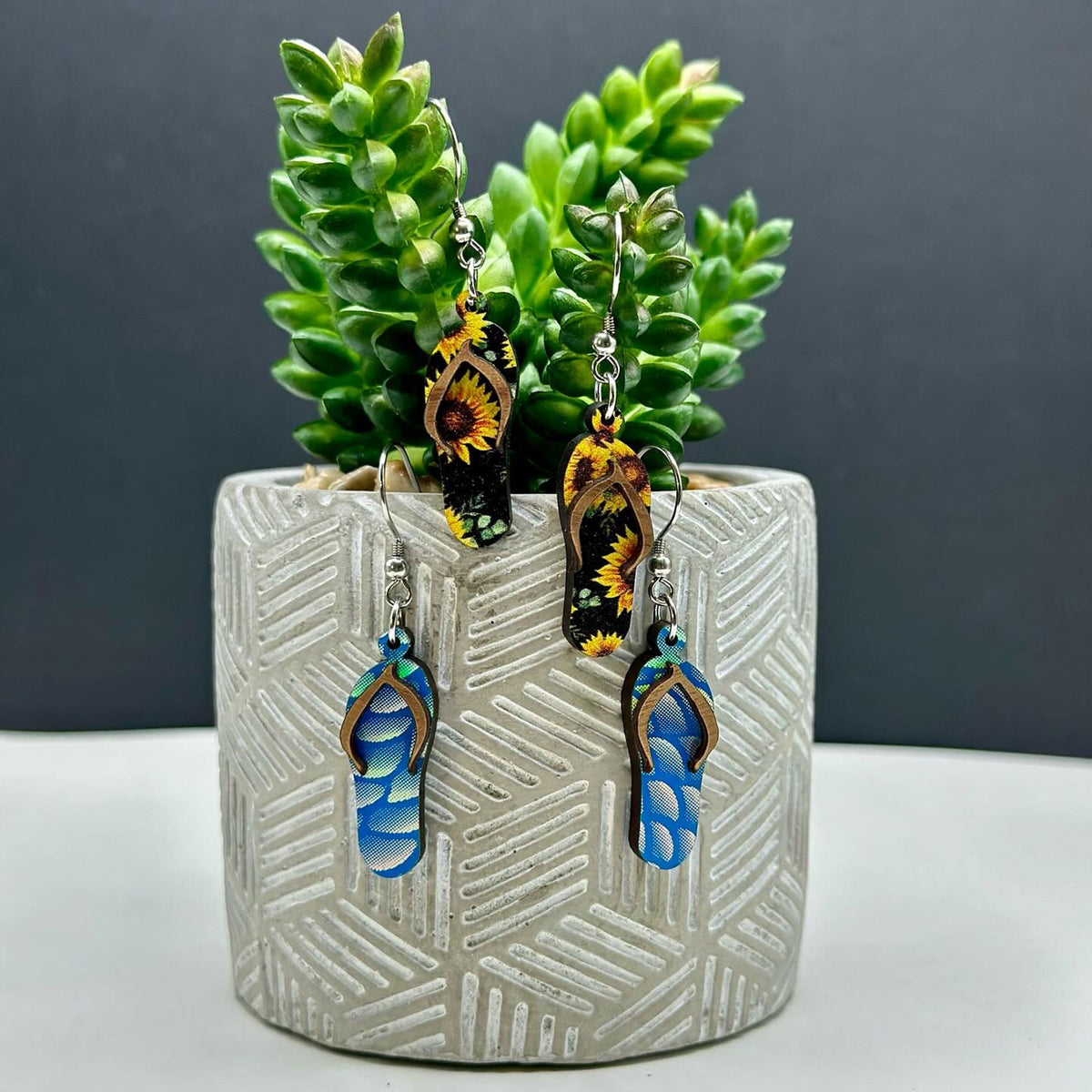 Layered Flip‑Flop Dangle Earrings - Glowforge