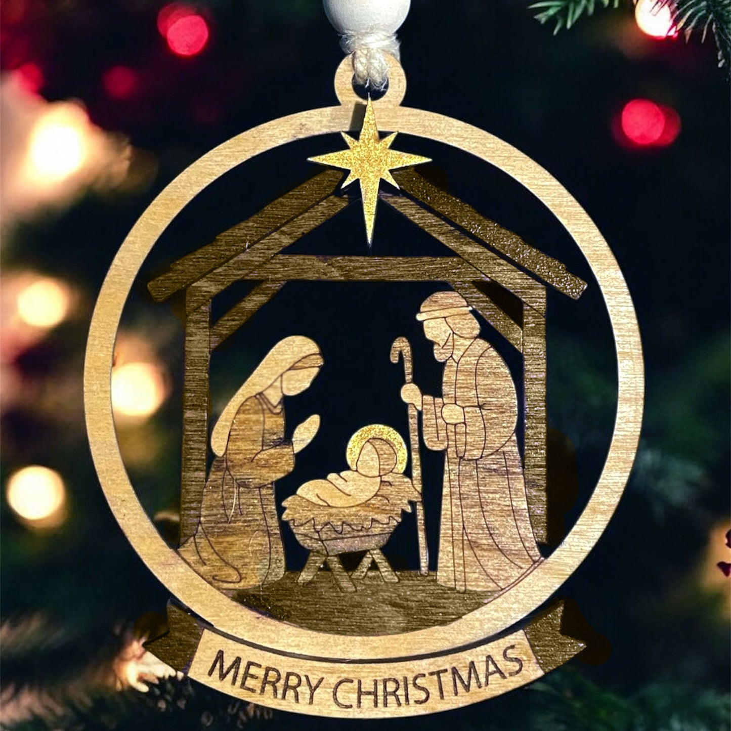 Layered Nativity Christmas Ornament