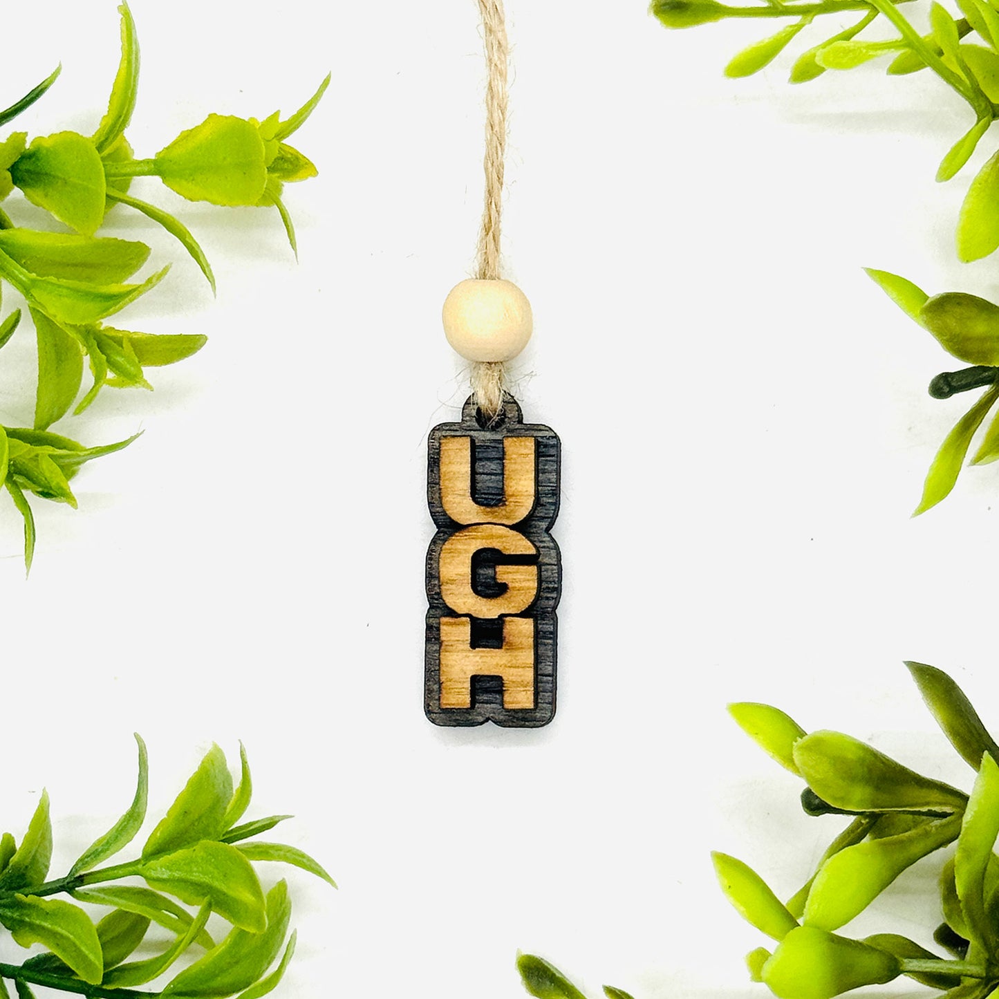 Layered UGH Stacked Word Car Charm - Funny Hanging Car Accessory - Glowforge