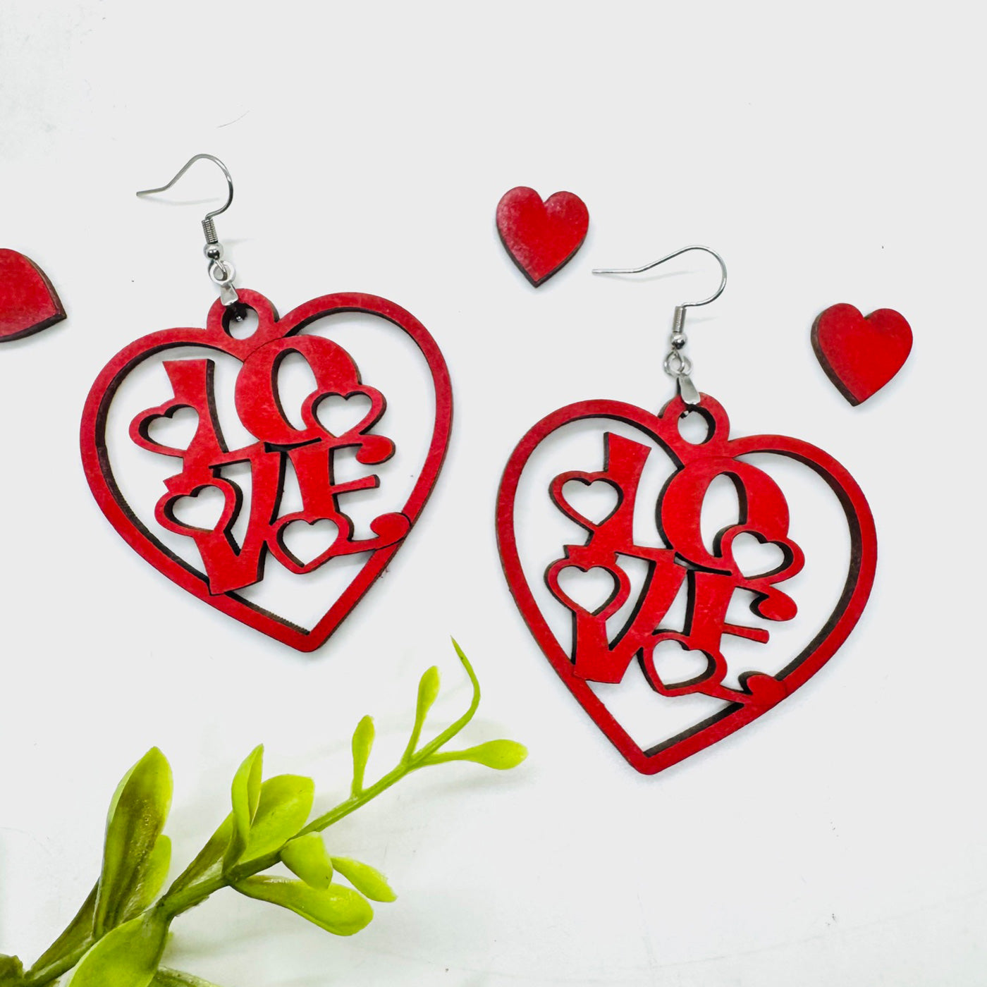 LOVE Heart Framed Earrings - Glowforge