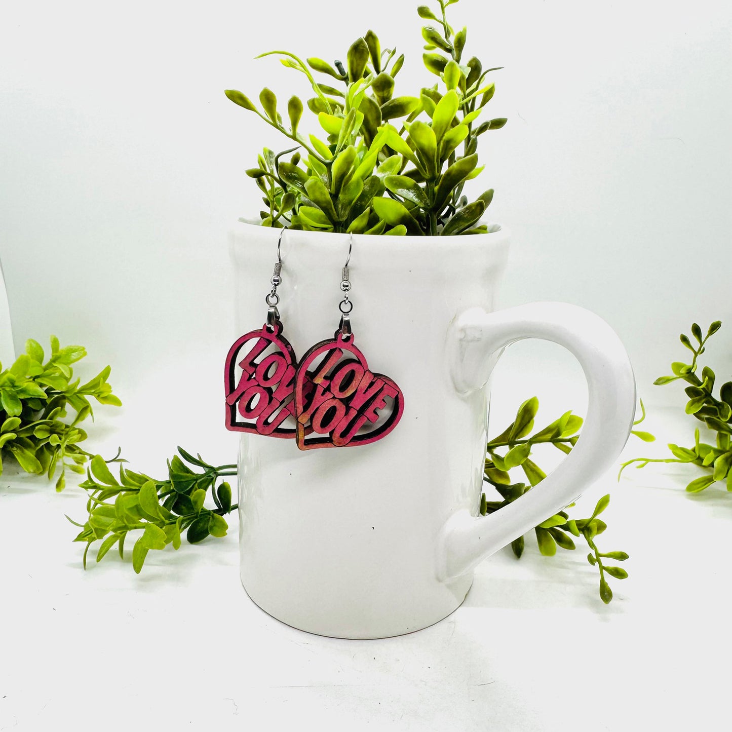Love You Heart Earrings - Glowforge