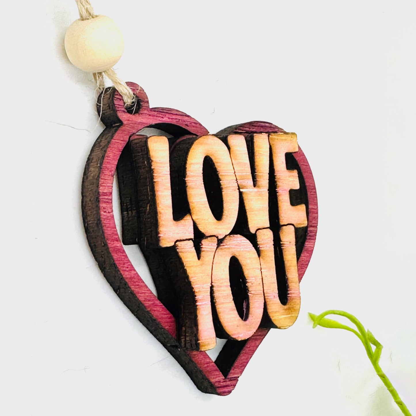 Love You Heart Layered Car Charm - Glowforge