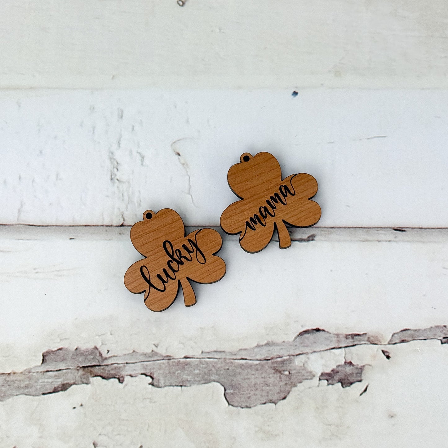 Lucky Mama Shamrock Dangle Earrings - St. Patrick's Day Earrings Glowforge