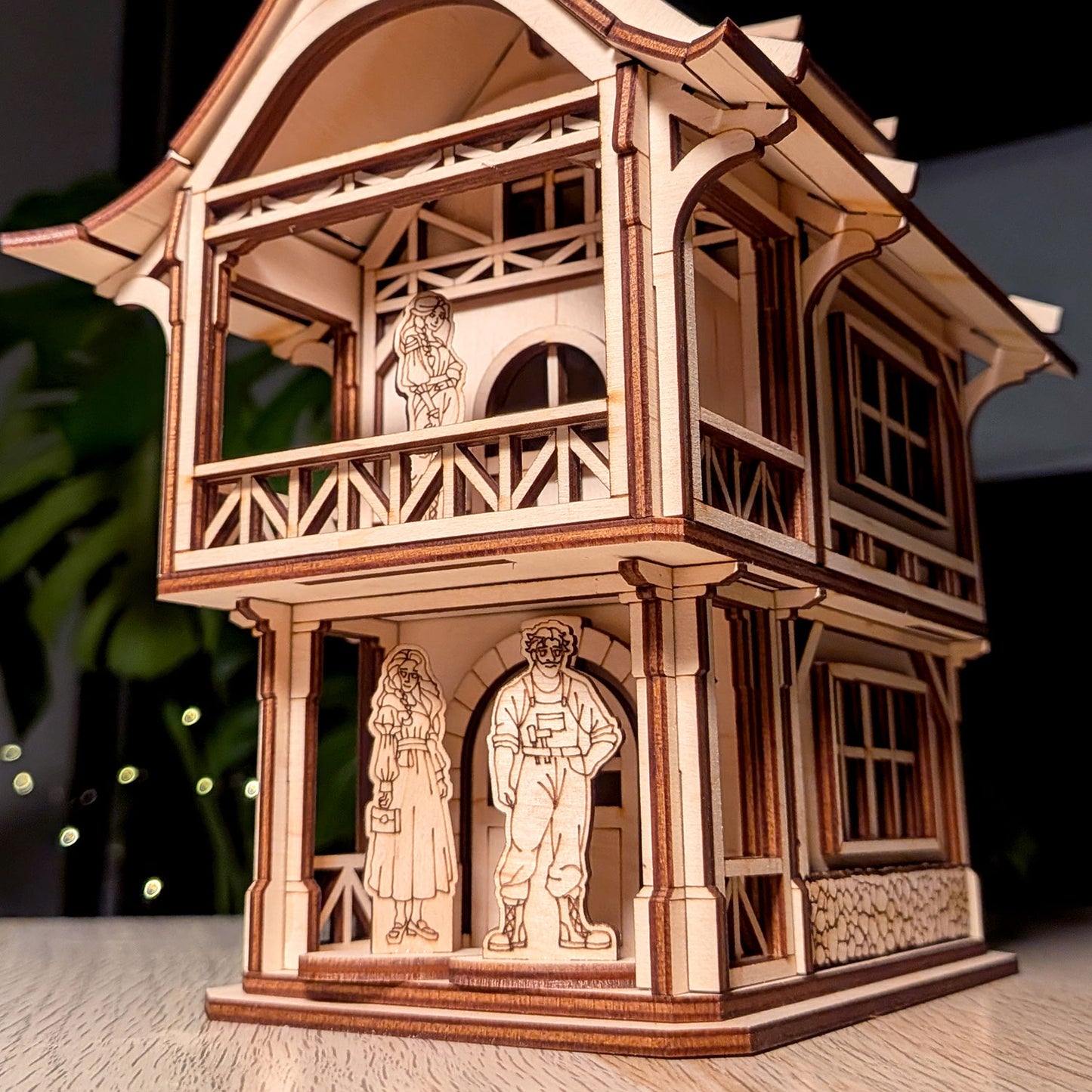 Medieval Town House - Miniature Building with Character Figures - Glowforge