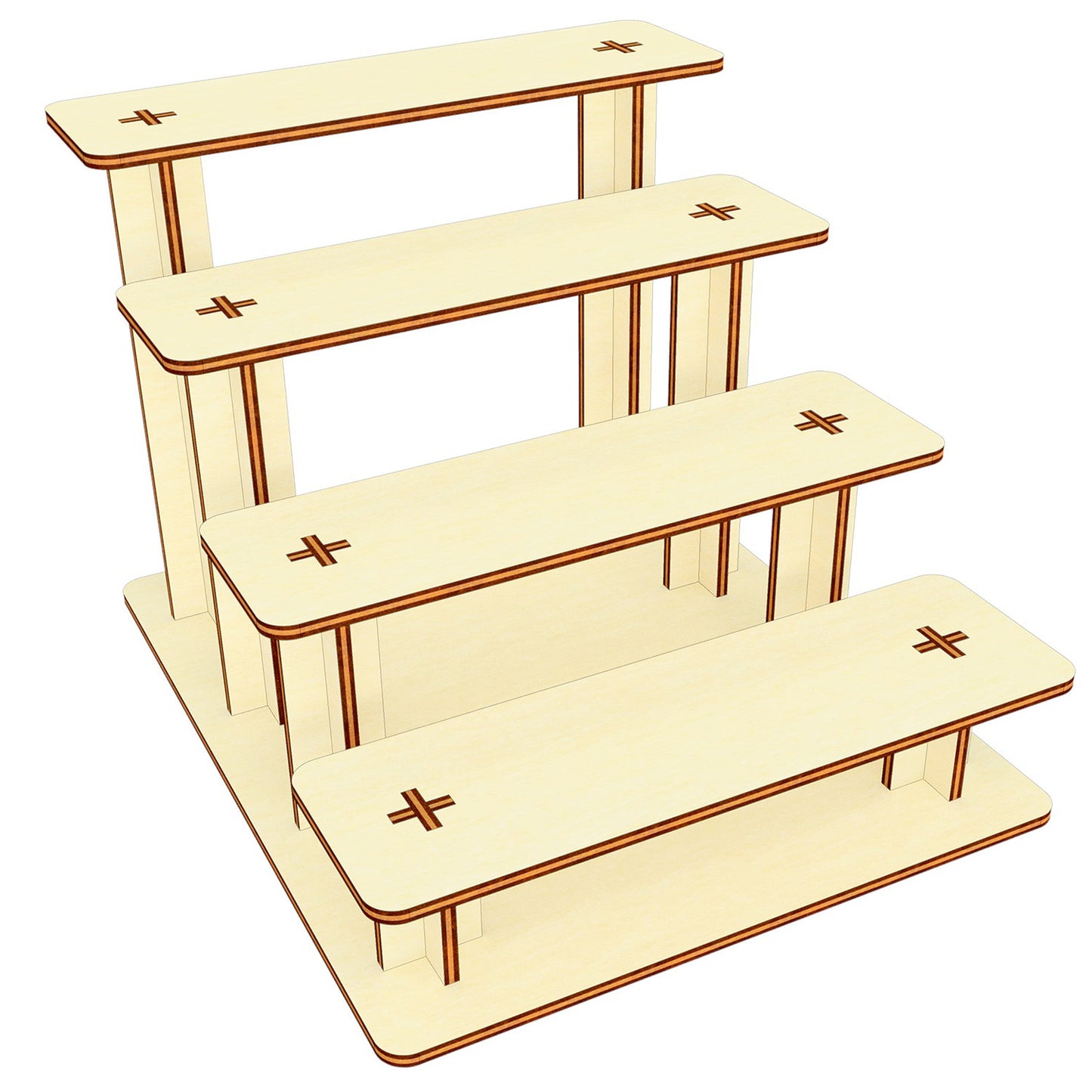 Minimalistic Four Tiered Display Stand for Small Goods - Glowforge