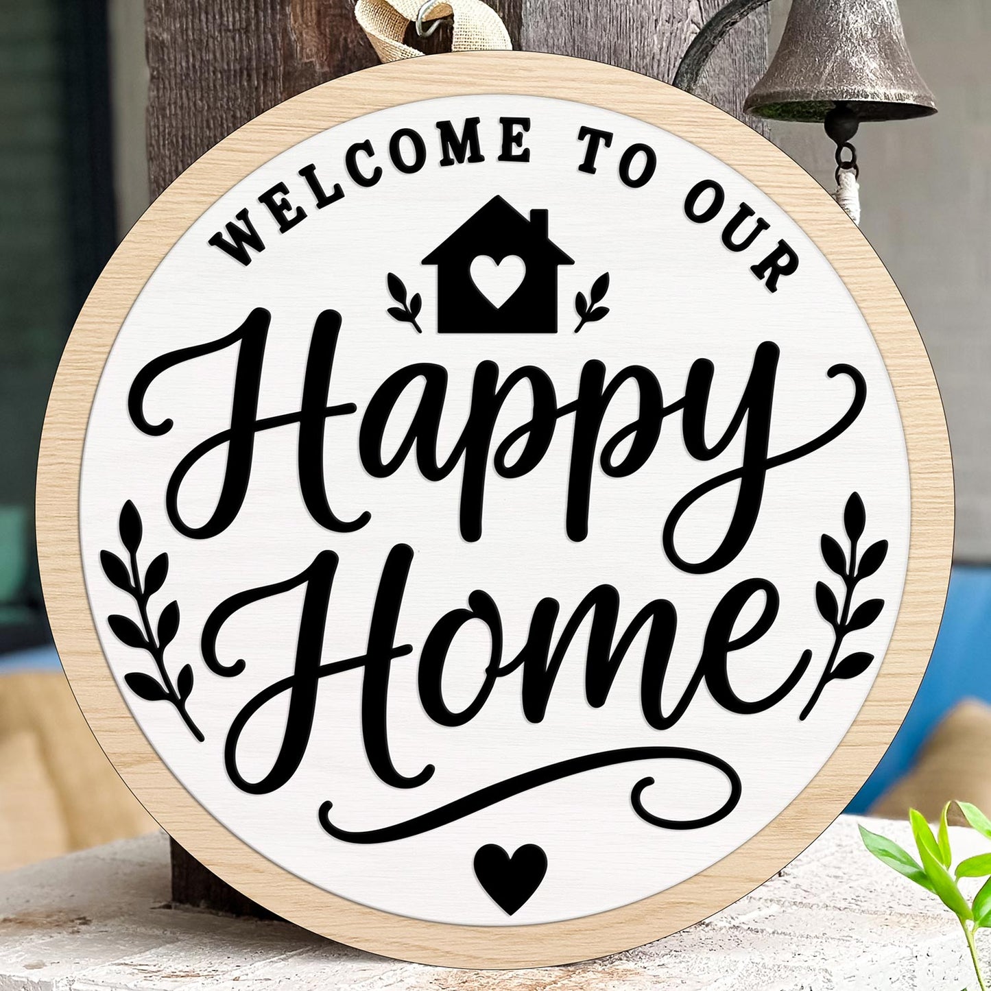 Modern Happy Home Door Sign - Glowforge