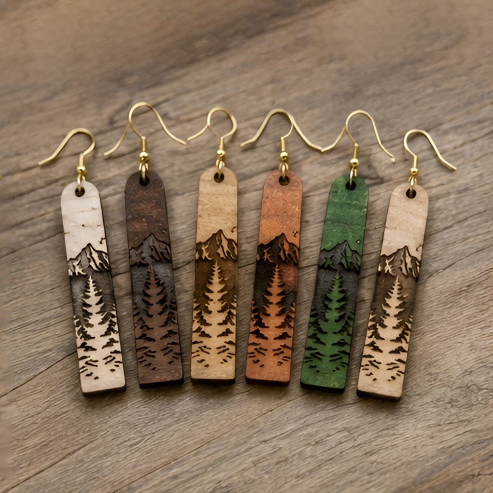 Mountain Forest Bar Dangle Earrings - Glowforge