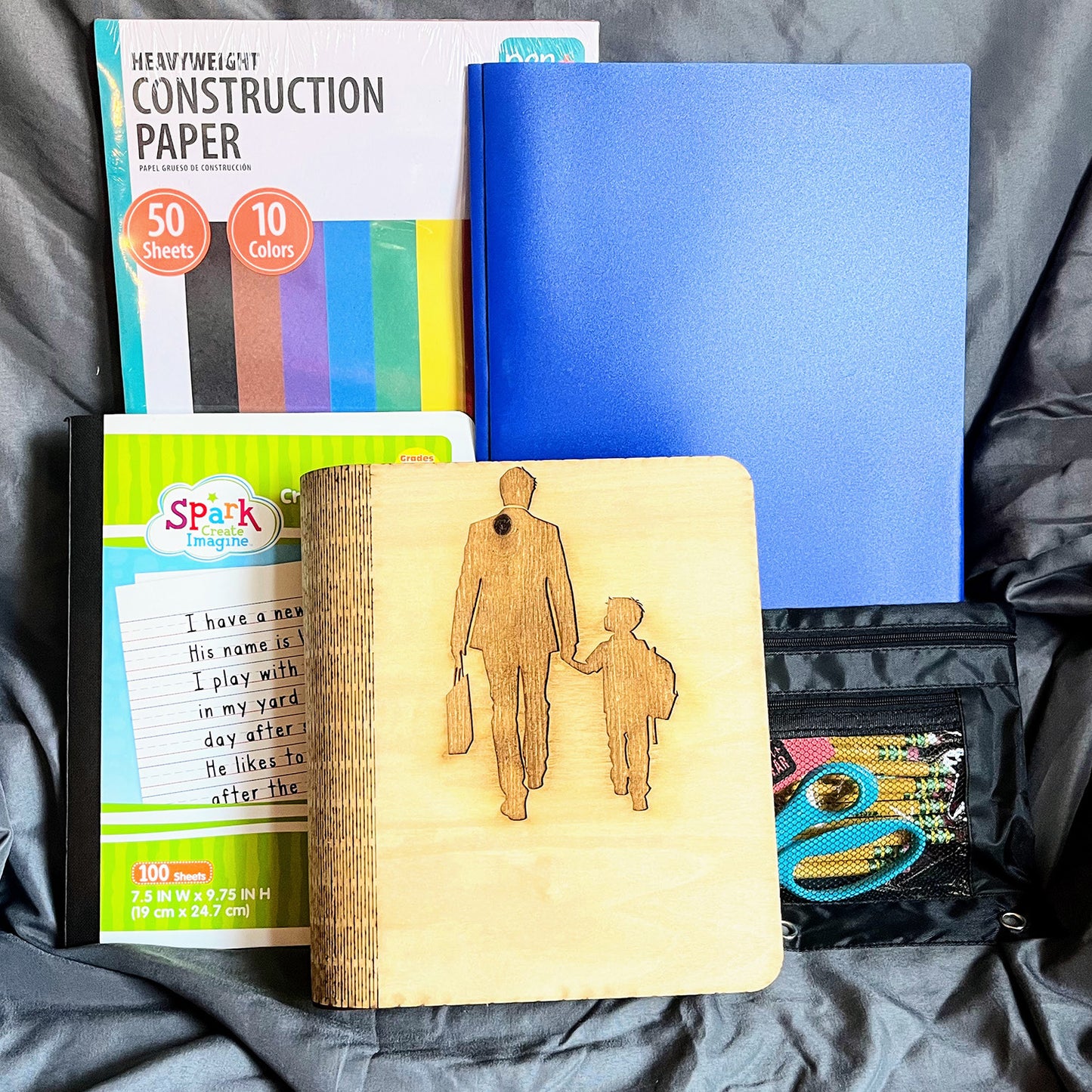 Off to School: Father & Son Keepsake Book Box Cover - Glowforge