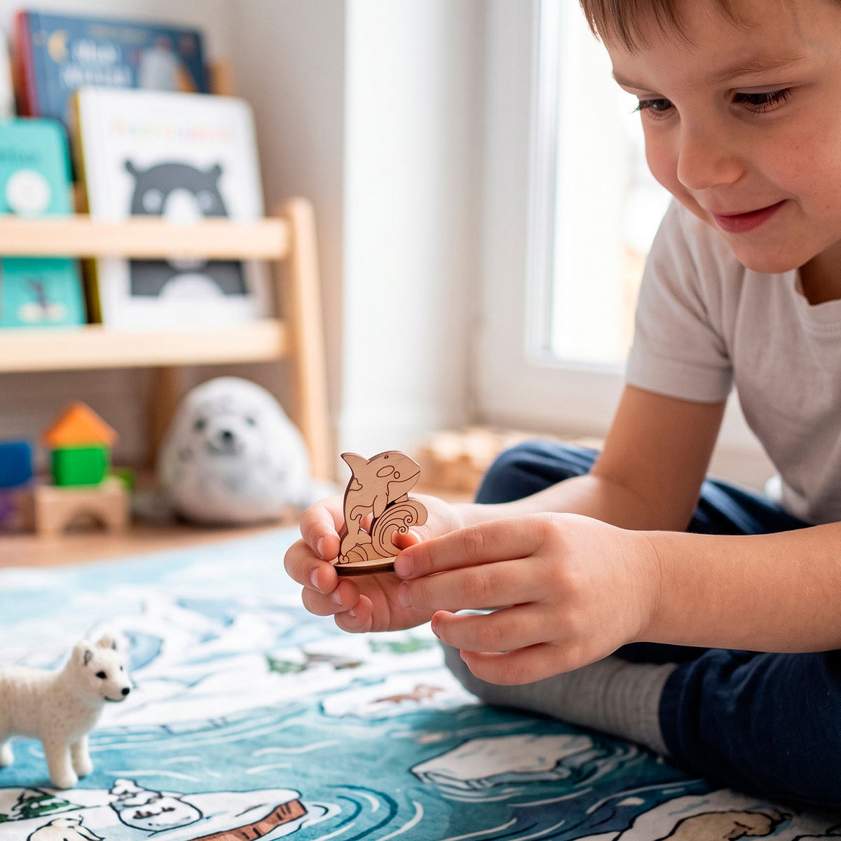 Orca Toy - Wooden Whale Figure for Ocean Play & Painting - Glowforge