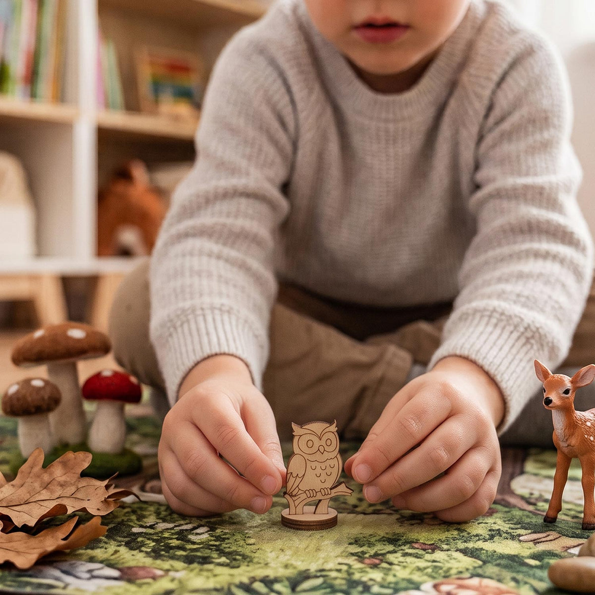 Owl Tabletop Figurine - Wooden Forest Bird for Games & Storytelling - Glowforge