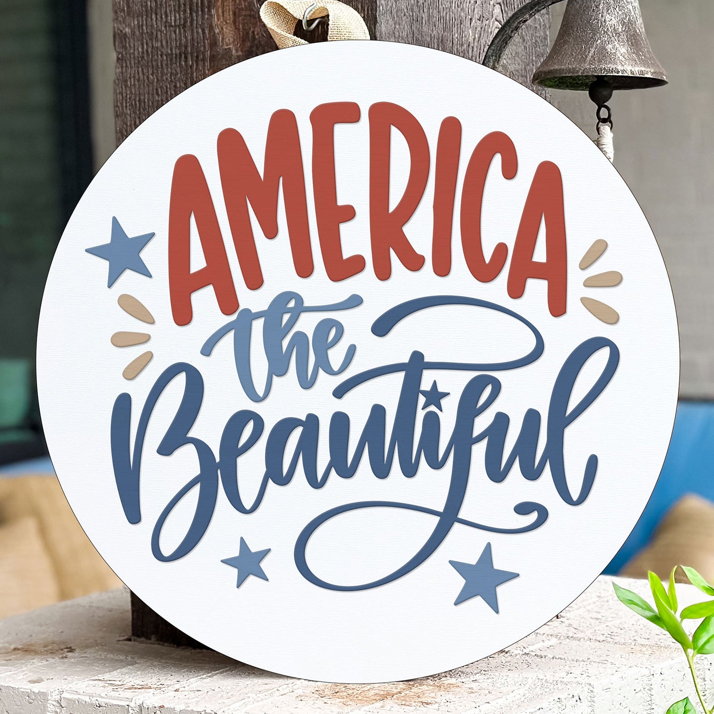 Patriotic America The Beautiful Door Hanger- Glowforge